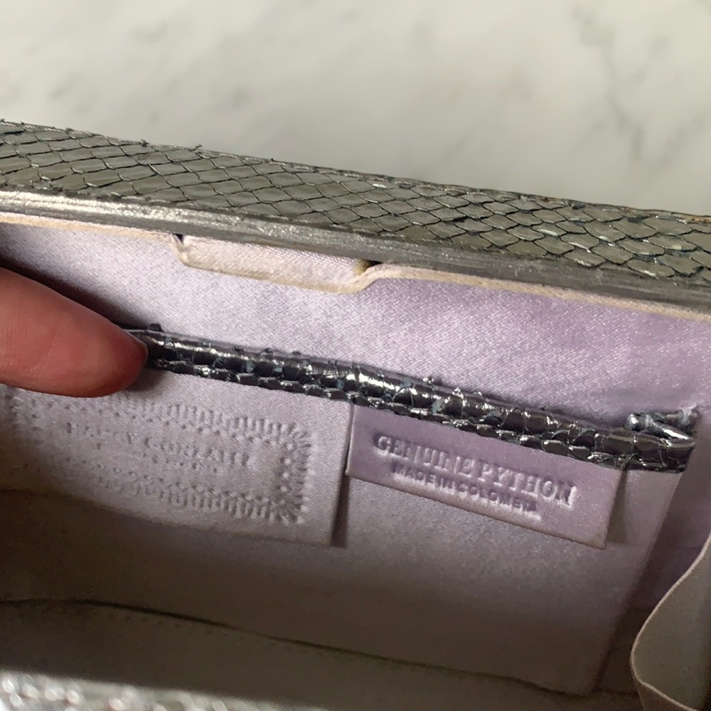 Silver python box evening bag - Picture 6 of 8